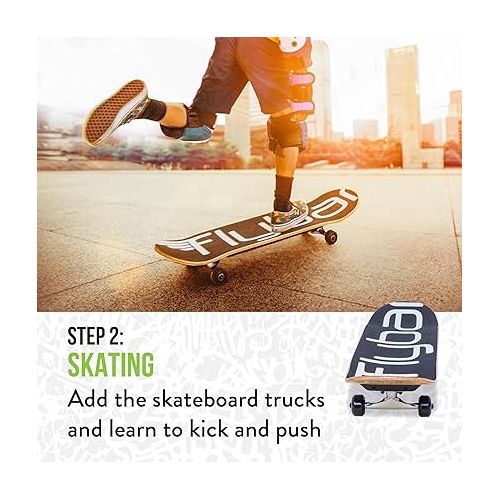  Flybar 3 in-1 Learn to Skate ? Complete Skateboard for Beginners, Balance Board, Skateboard Accessories, Learn Skate Tricks Fast and Easy, Ollies, Backflips, Durable, Boys, Girls, Ages 6+, 100 lbs