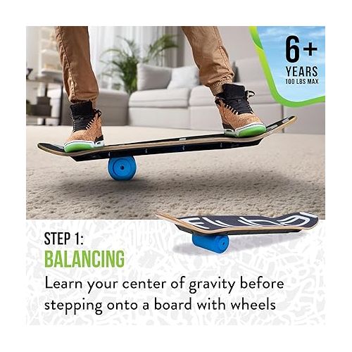  Flybar 3 in-1 Learn to Skate ? Complete Skateboard for Beginners, Balance Board, Skateboard Accessories, Learn Skate Tricks Fast and Easy, Ollies, Backflips, Durable, Boys, Girls, Ages 6+, 100 lbs