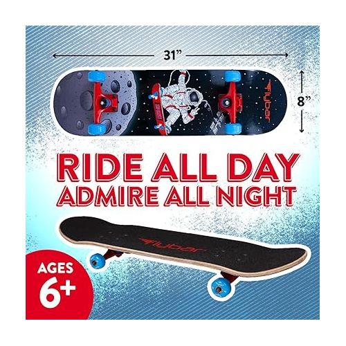  Flybar Complete Skateboard for Beginners - 31 Inch Kids Skateboard, Maple Wood Concave Double Kick Skateboard Deck, Lightweight, Non-Slip, for Boys and Girls, Ages 6 and Up