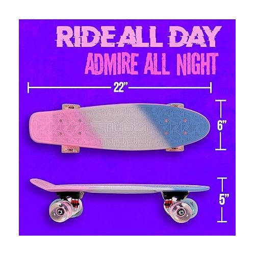  Flybar 22 Inch Kids Skateboard - Mini Cruiser Skateboards for Kids Ages 6-12, Outdoor Toys, Lightweight, Durable, Non-Slip Deck, ABEC-7 Bearings, Holds up to 175 lbs