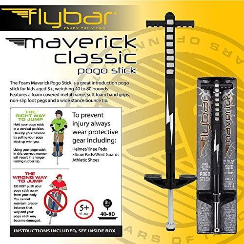  [아마존베스트]Flybar Foam Maverick Pogo Stick for Kids Ages 5+, Weights 40 to 80 Pounds by The Original Pogo Stick Company