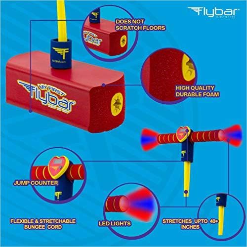  [아마존베스트]Flybar My First Foam Pogo Jumper with Flashing LED Lights & Pogo Counter Safe Pogo Hopper for Kids Ages 3 & Up (Red LED)