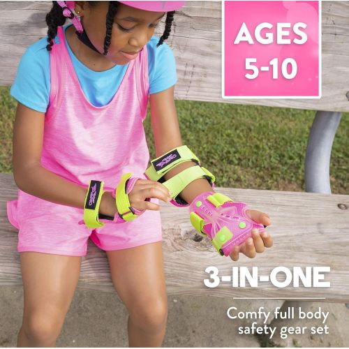  Flybar AERO Elbow, Knee and Wrist Guard Safety Set - Multi Sport Protection for Skateboarding, BMX, Pogoing, Inline Skating, Scooter  Junior Size Ages 5 to 10