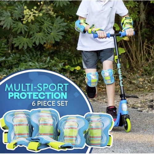  Flybar AERO Elbow, Knee and Wrist Guard Safety Set - Multi Sport Protection for Skateboarding, BMX, Pogoing, Inline Skating, Scooter  Junior Size Ages 5 to 10