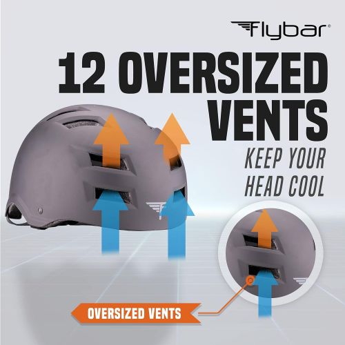  Flybar Skateboard Helmet- Dual Certified CPSC Multi-Sport Impact Protection for Youth and Adults for Bike, Inline and Roller Skating, Skateboarding, BMX, Scooter, and Sports Activi
