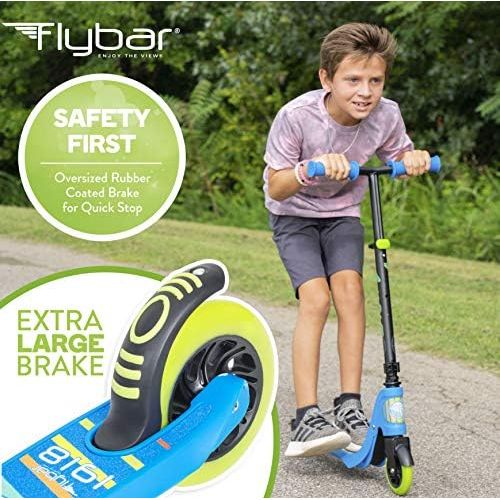 Flybar Aero Micro Kick Scooter for Kids, Pro Design with 2 Electric LED Wheels, Adjustable Handles, Blue