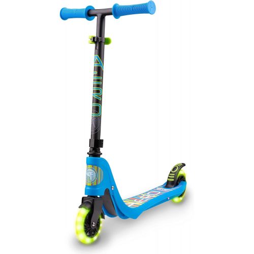  Flybar Aero Micro Kick Scooter for Kids, Pro Design with 2 Electric LED Wheels, Adjustable Handles, Blue