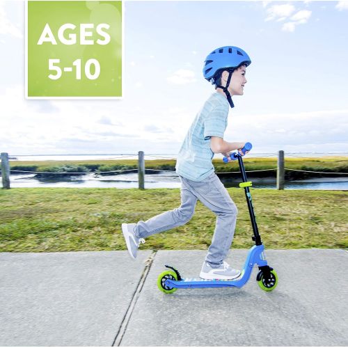  Flybar Aero Micro Kick Scooter for Kids, Pro Design with 2 Electric LED Wheels, Adjustable Handles, Blue