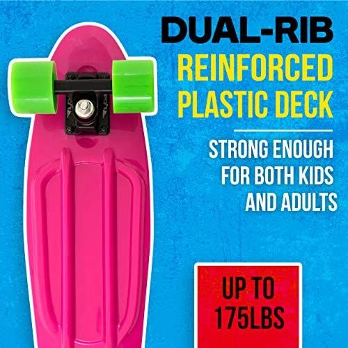  Flybar 22 Inch Complete Plastic Cruiser Skateboard Custom Non-Slip Deck Multiple Colors