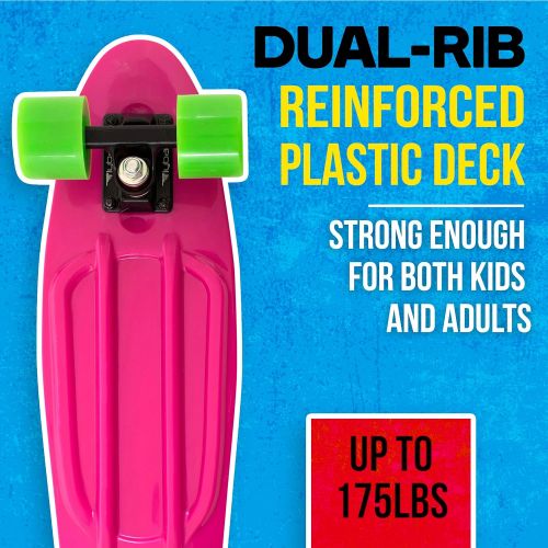  Flybar 22 Inch Complete Plastic Cruiser Skateboard Custom Non-Slip Deck Multiple Colors