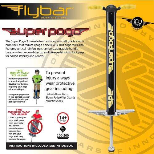  Flybar Super Pogo 2 - Pogo Stick For Kids and Adults 14 & Up Heavy Duty For Weights 90-200 Lbs