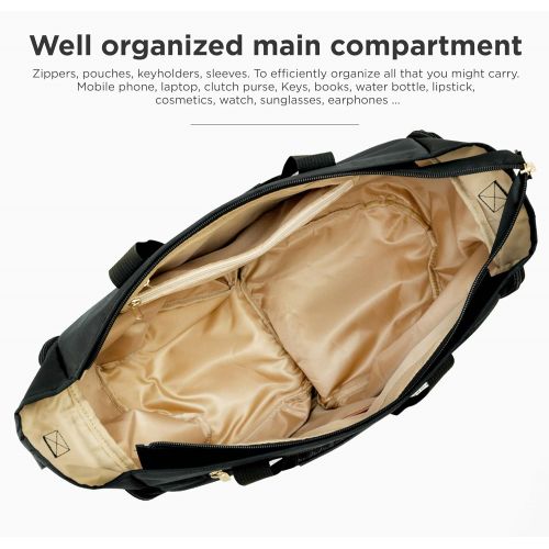  Flybold Breast Pump Bag Tote for Work with Staging Mat Sophisticated Design That Suits Workplace Thermally Lined Compartments Perfect Gift for New Moms (Titanium Black)