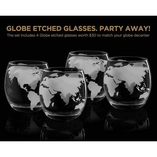  [아마존핫딜][아마존 핫딜] Flybold Whiskey Decanter Set World Etched Globe Decanter Antique Ship Glasses Bar Pour Funnel Stopper Liquor Dispenser Spirits Scotch Bourbon Vodka Rum Wine Tequila Brandy Perfect Gift 850