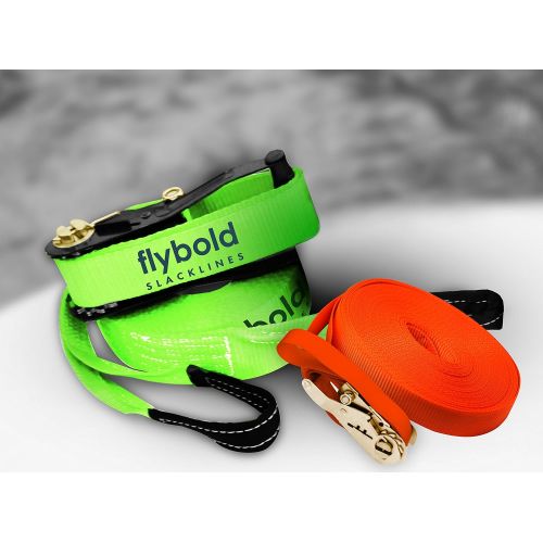  [아마존베스트]Flybold flybold Slackline Kit with Training Line Tree Protectors Ratchet Protectors Arm Trainer 57 feet Easy Set up Instruction Booklet and Carry Bag Complete Set Outdoor Fun for Family Ad