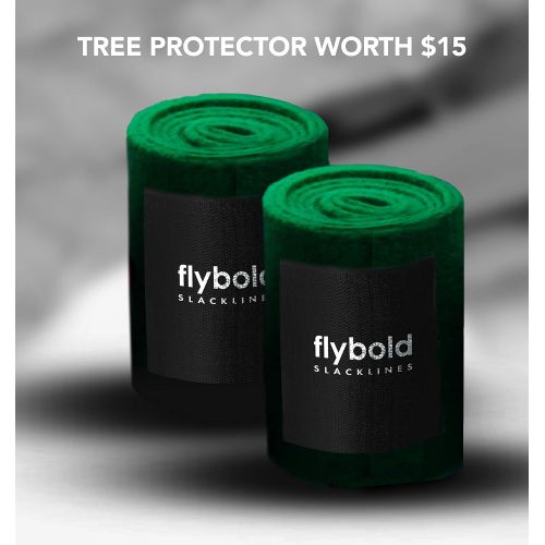  [아마존베스트]Flybold flybold Slackline Kit with Tree Protectors 57 feet Easy Set up Instruction Booklet and Carry Bag Set Outdoor Fun for Family Adults Children Kids