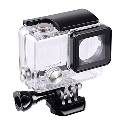  [아마존베스트]flycoo Waterproof Case with Lens for Gopro Hero 3 + Hero 4 Action Camera with Mounting Screws and Base Protection Underwater 45m