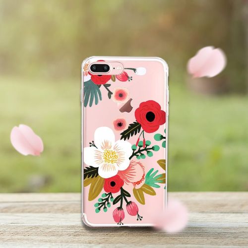  IPhone 7 Plus Case,Flyeri Crystal Summer Color Fashion Flowers Soft silicone TPU Ultra thin Phone case