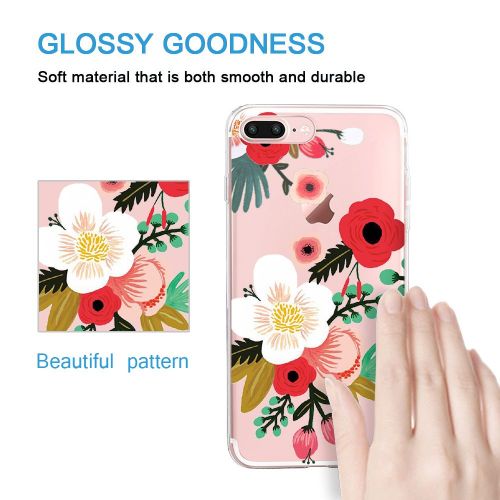  IPhone 7 Plus Case,Flyeri Crystal Summer Color Fashion Flowers Soft silicone TPU Ultra thin Phone case