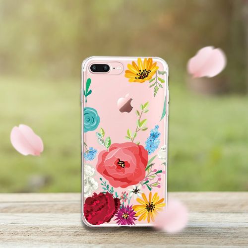  IPhone 7 Plus Case,Flyeri Crystal Summer Color Fashion Flowers Soft silicone TPU Ultra thin Phone case