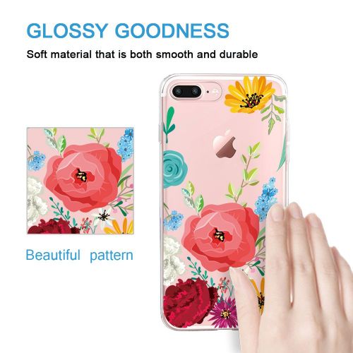  IPhone 7 Plus Case,Flyeri Crystal Summer Color Fashion Flowers Soft silicone TPU Ultra thin Phone case