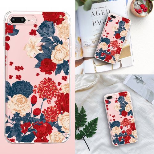  IPhone 7 Plus Case,Flyeri Crystal Summer Color Fashion Flowers Soft silicone TPU Ultra thin Phone case