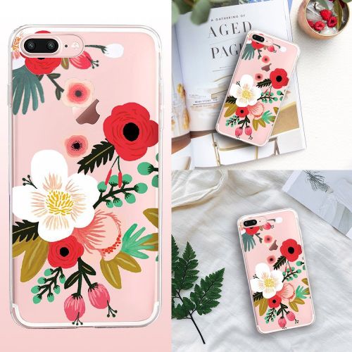  IPhone 7 Plus Case,Flyeri Crystal Summer Color Fashion Flowers Soft silicone TPU Ultra thin Phone case