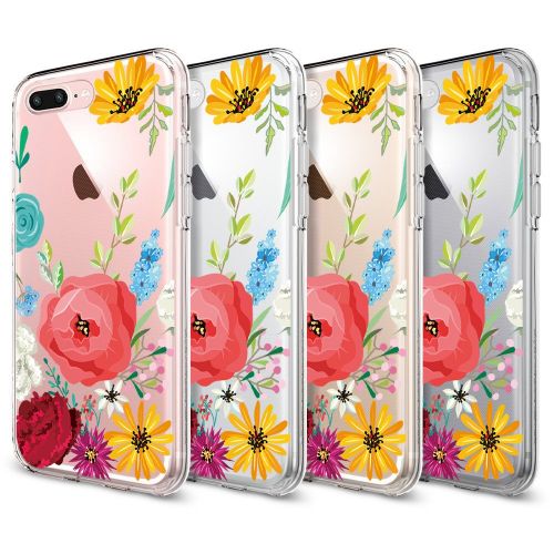  IPhone 7 Plus Case,Flyeri Crystal Summer Color Fashion Flowers Soft silicone TPU Ultra thin Phone case