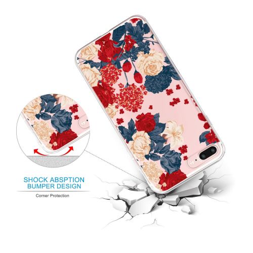  IPhone 7 Plus Case,Flyeri Crystal Summer Color Fashion Flowers Soft silicone TPU Ultra thin Phone case