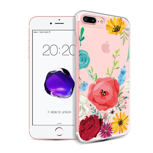  IPhone 7 Plus Case,Flyeri Crystal Summer Color Fashion Flowers Soft silicone TPU Ultra thin Phone case