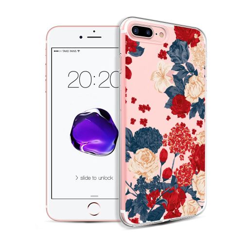  IPhone 7 Plus Case,Flyeri Crystal Summer Color Fashion Flowers Soft silicone TPU Ultra thin Phone case