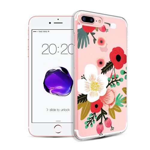  IPhone 7 Plus Case,Flyeri Crystal Summer Color Fashion Flowers Soft silicone TPU Ultra thin Phone case