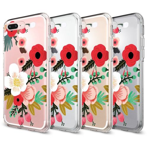  IPhone 7 Plus Case,Flyeri Crystal Summer Color Fashion Flowers Soft silicone TPU Ultra thin Phone case