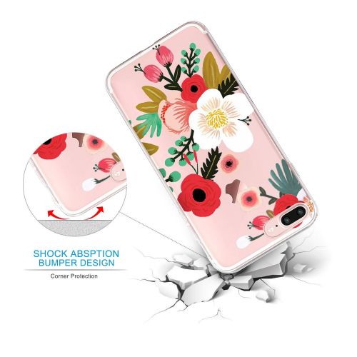  IPhone 7 Plus Case,Flyeri Crystal Summer Color Fashion Flowers Soft silicone TPU Ultra thin Phone case