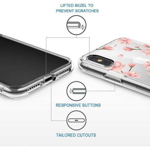  iPhone X Case,Flyeri Crystal Fashion Floral Pattern Transparent Clear Soft silicone TPU Ultra thin Phone cover back cases For apple iPhone X (1)