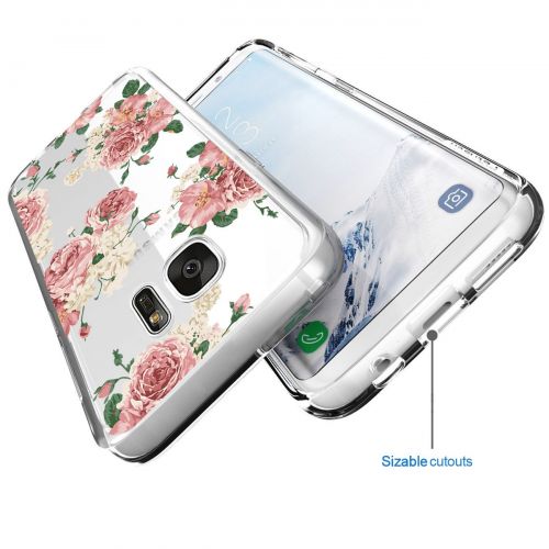  Flyeri Samsung Galaxy S7 Edge Case,Floral Pattern Clear TPU case for S7 Edge