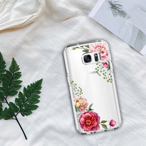  Flyeri Samsung Galaxy S7 Edge Case,Floral Pattern Clear TPU case for S7 Edge