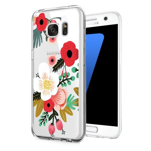  Samsung Galaxy S7 Case,Flyeri Floral Pattern Clear Soft TPU case for S7