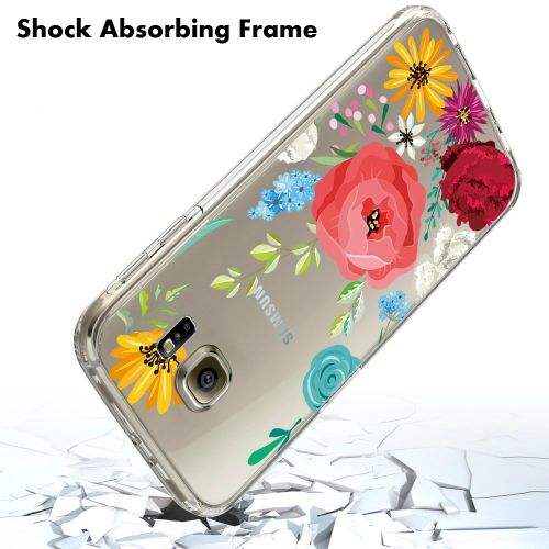  Samsung Galaxy S7 Case,Flyeri Floral Pattern Clear Soft TPU case for S7