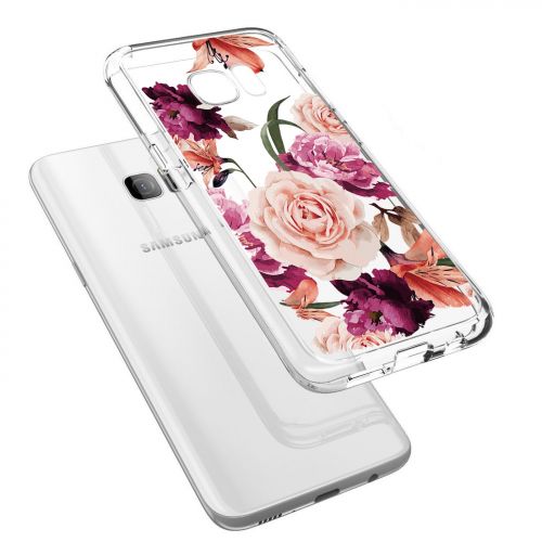  Samsung Galaxy S7 Case,Flyeri Floral Pattern Clear Soft TPU case for S7