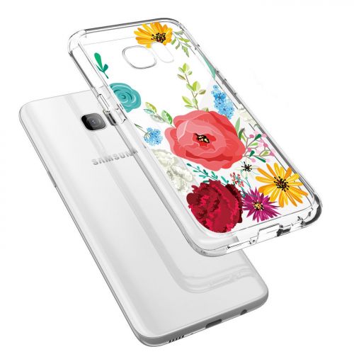  Samsung Galaxy S7 Case,Flyeri Floral Pattern Clear Soft TPU case for S7