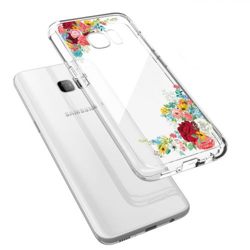  Samsung Galaxy S7 Case,Flyeri Floral Pattern Clear Soft TPU case for S7