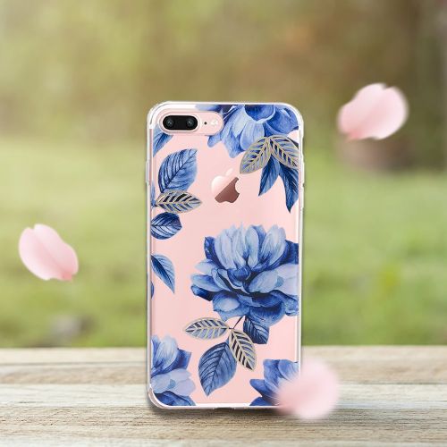  Flyeri iPhone 7 Plus&8 Plus Case,Floral Pattern Clear TPU Case for iPhone 8 Plus