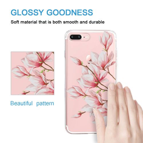  Flyeri iPhone 7 Plus&8 Plus Case,Floral Pattern Clear TPU Case for iPhone 8 Plus