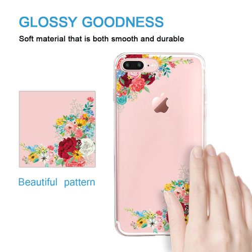  Flyeri iPhone 7 Plus&8 Plus Case,Floral Pattern Clear TPU Case for iPhone 8 Plus