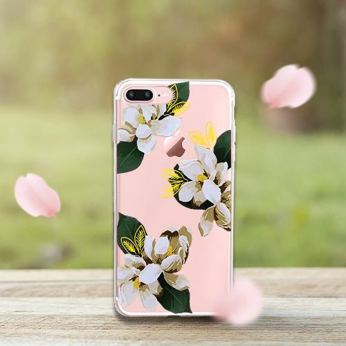  Flyeri iPhone 7 Plus&8 Plus Case,Floral Pattern Clear TPU Case for iPhone 8 Plus