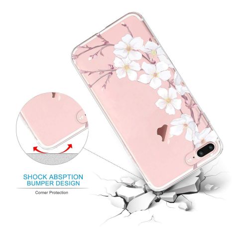  Flyeri iPhone 7 Plus&8 Plus Case,Floral Pattern Clear TPU Case for iPhone 8 Plus