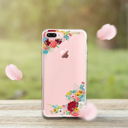  Flyeri iPhone 7 Plus&8 Plus Case,Floral Pattern Clear TPU Case for iPhone 8 Plus