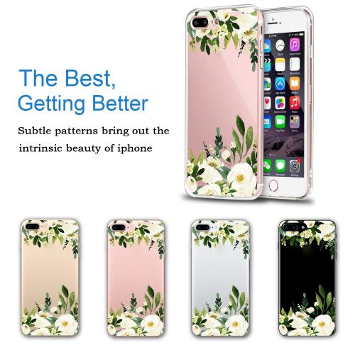  Flyeri iPhone 7 Plus&8 Plus Case,Floral Pattern Clear TPU Case for iPhone 8 Plus