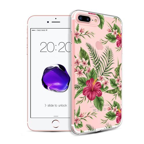  Flyeri iPhone 7 Plus&8 Plus Case,Floral Pattern Clear TPU Case for iPhone 8 Plus