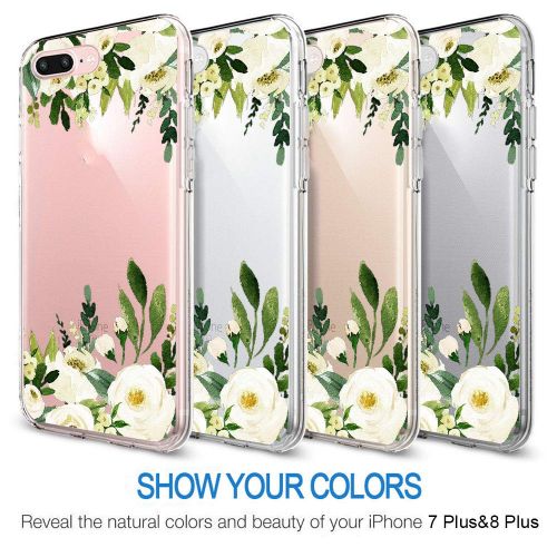  Flyeri iPhone 7 Plus&8 Plus Case,Floral Pattern Clear TPU Case for iPhone 8 Plus